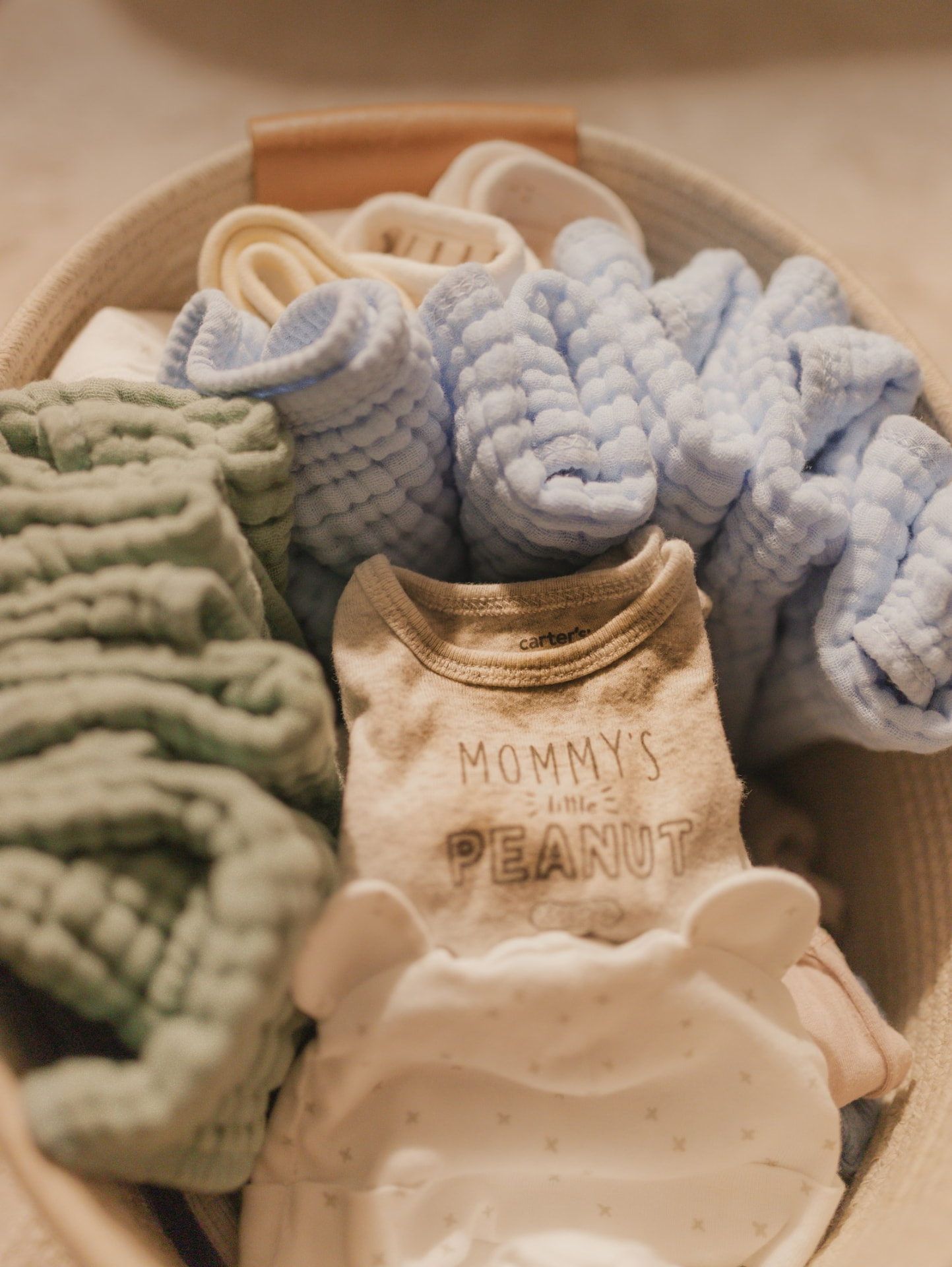 Soft wraps and baby clothes ready at home